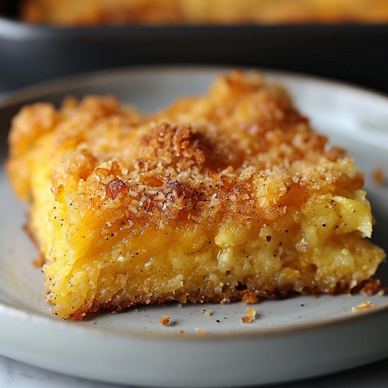Close-up of a healthy cottage cheese egg bake on a light grey plate, showcasing its texture and ingredients.