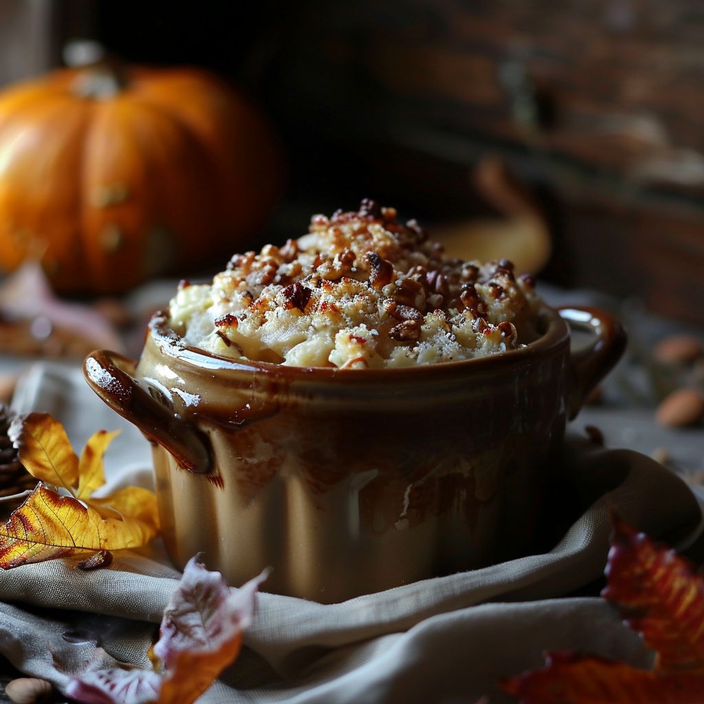 A close-up shot of a hearty fall stew in a crockpot, with vegetables and spices visible.
