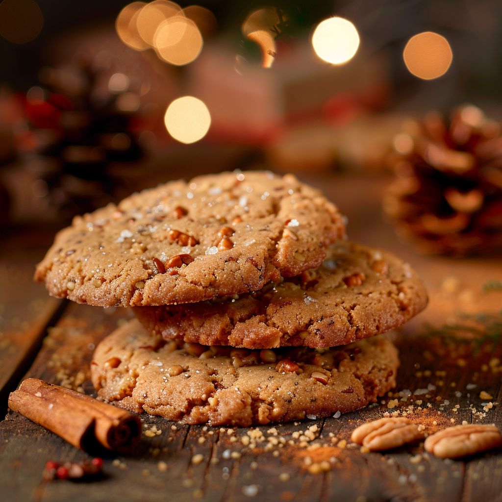 A close-up of decorated Christmas cookies on a wooden table, showcasing vibrant icing and festive designs.