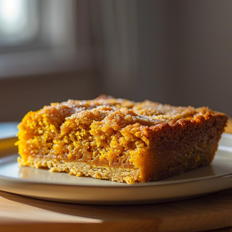 A close-up of a beautifully plated sweet potato casserole topped with crunchy pecans on a light grey ceramic plate.