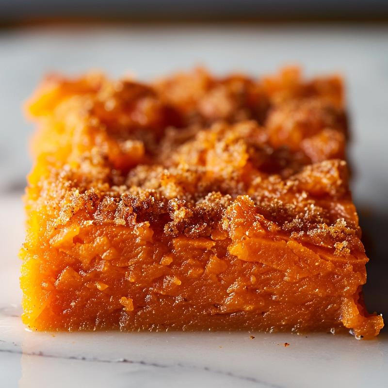 Close-up of a delicious sweet potato casserole made with canned yams, showcasing its creamy texture and golden-brown topping.