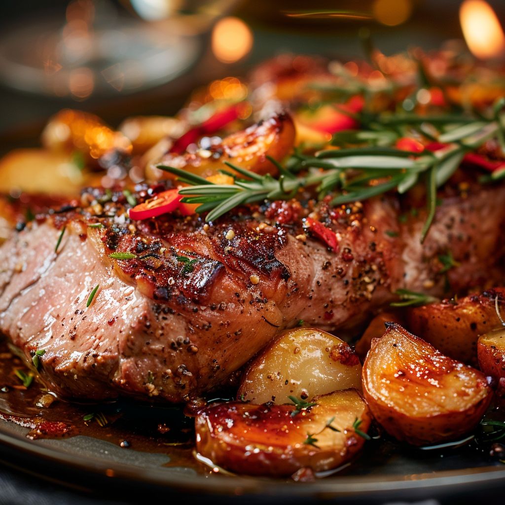 A beautifully arranged plate of colorful weeknight dishes with soft lighting.