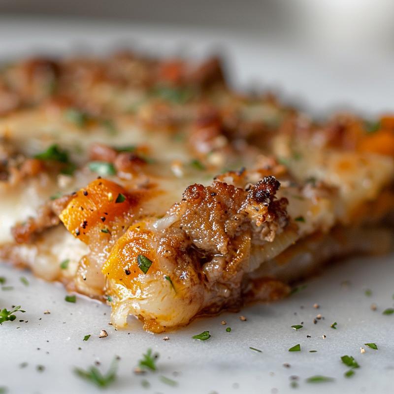 A close-up of a low carb dinner plate featuring grilled chicken, fresh vegetables, and a drizzle of sauce, on a white marble surface.
