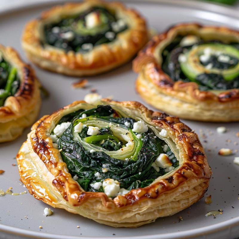 Close-up of gluten-free spinach and feta pinwheels on a grey plate.