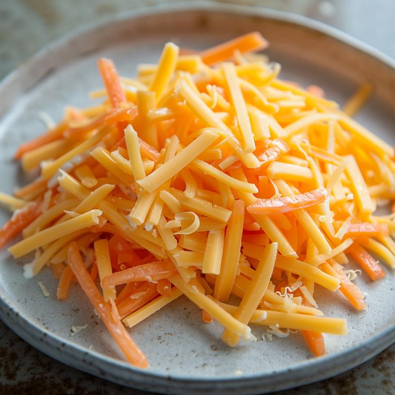 Close-up of cheese dip with visible cheese shreds and diced tomatoes.